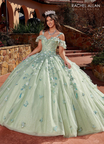 3D-Blumen-Off-Shoulder-Quinceanera-Kleid von Rachel Allan RQ3120