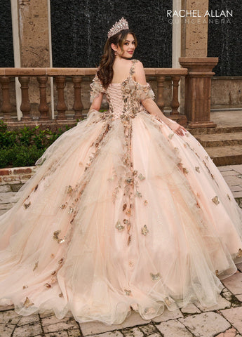 3D-Blumen-Off-Shoulder-Quinceanera-Kleid von Rachel Allan RQ3120