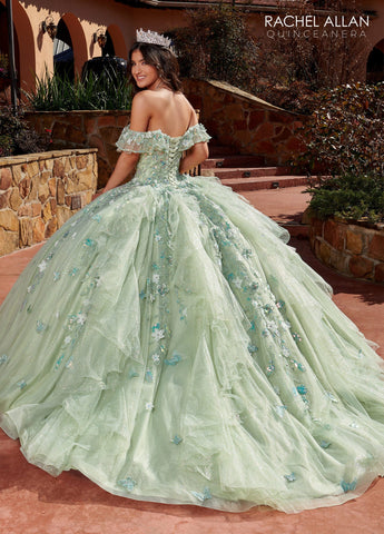 3D-Blumen-Off-Shoulder-Quinceanera-Kleid von Rachel Allan RQ3120