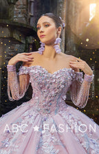 Vestido de quinceanera com decote ombro a ombro e estampado floral 3D da Ragazza EV30-630