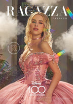 Vestido de quinceanera com decote ombro a ombro e estampado floral 3D da Ragazza EV41-641