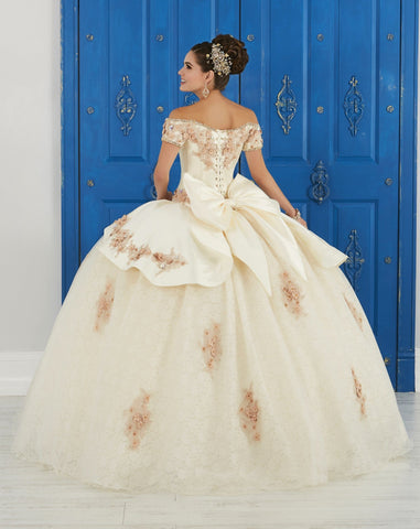 Schulterfreies Kleid mit 3D-Blumenmuster von House of Wu LA Glitter 24048