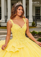 Vestido de festa de quinze anos com estampado floral 3D da Alta Couture MQ3092