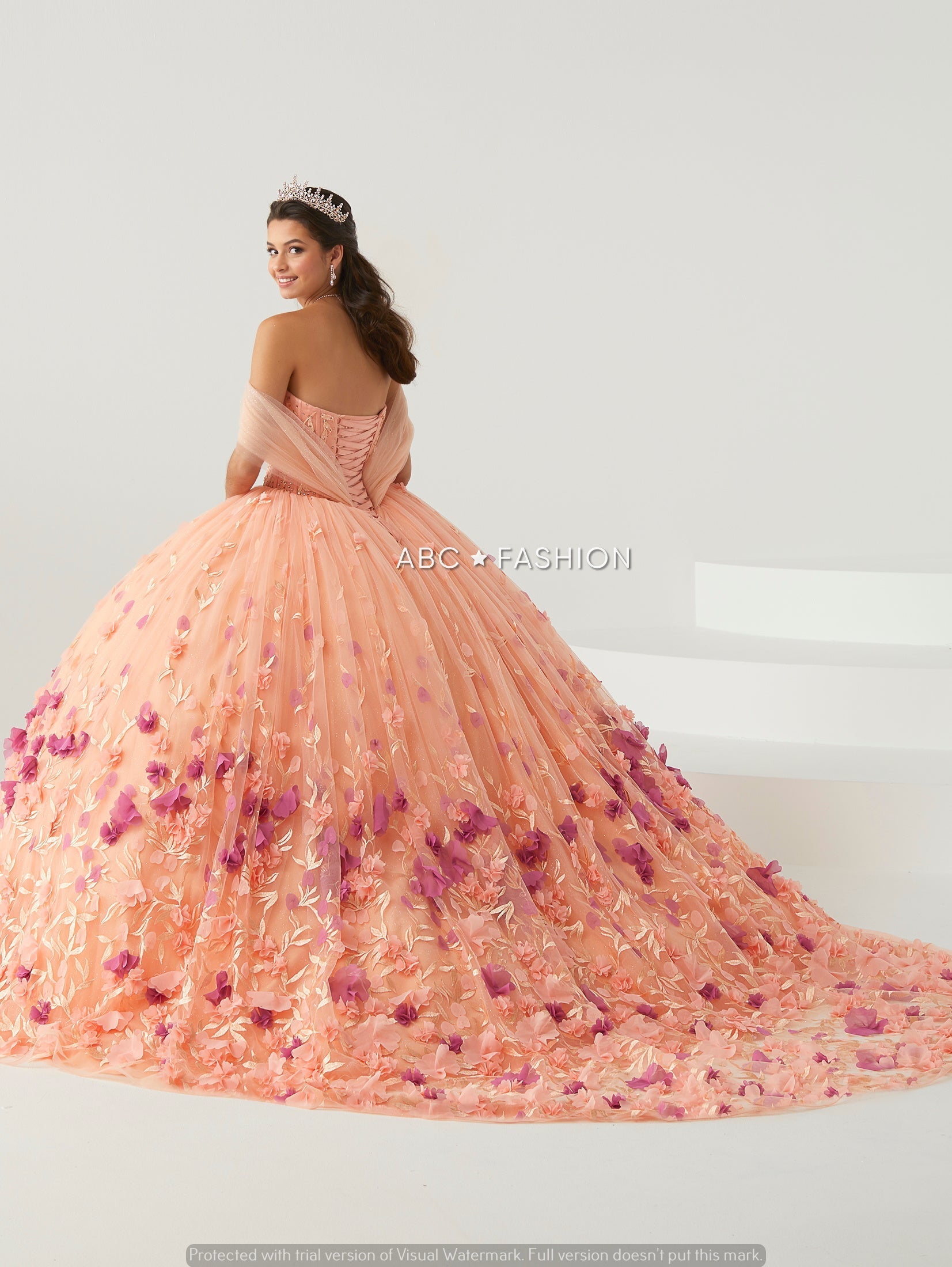 3D Floral Quinceanera Dress by House of Wu 26013