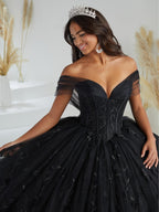 Vestido de festa de quinze anos com estampado floral 3D da House of Wu 26013