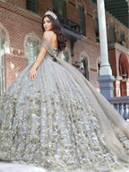 Vestido de festa de quinze anos com estampado floral 3D da House of Wu 26013