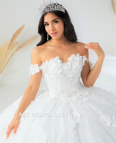 Quinceanera-Kleid mit 3D-Blumenmuster von House of Wu 26024