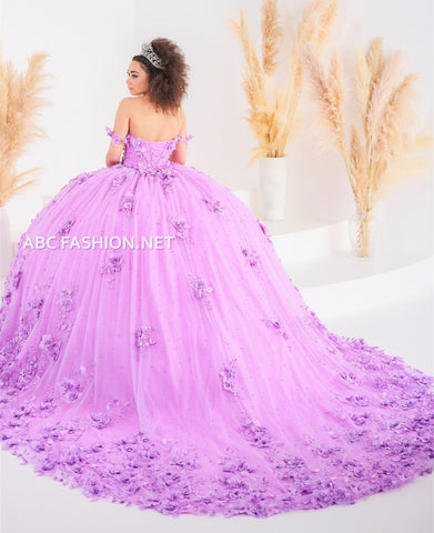 Quinceanera-Kleid mit 3D-Blumenmuster von House of Wu 26024