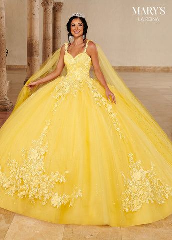 Quinceanera-Kleid mit 3D-Blumenmuster von Mary's Bridal MQ2148