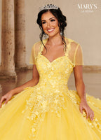 Vestido de festa de 15 anos com estampado floral 3D da Mary's Bridal MQ2148