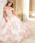 Robe de Quinceañera à Motifs Floraux 3D avec Traîne par House of Wu 26027T