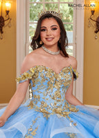 Quinceanera-Kleid mit 3D-Blumen und Rüschen von Rachel Allan RQ2165