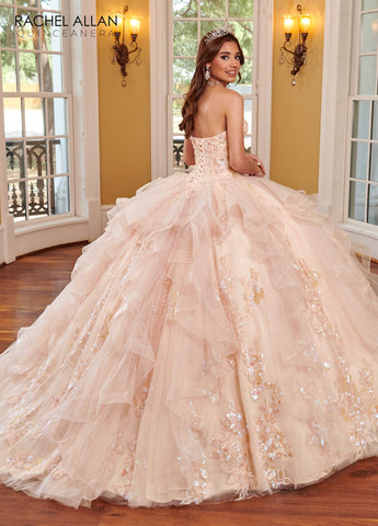 Quinceanera-Kleid mit 3D-Blumen und Rüschen von Rachel Allan RQ2165