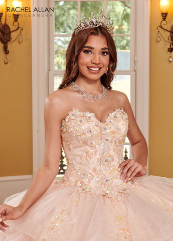 Quinceanera-Kleid mit 3D-Blumen und Rüschen von Rachel Allan RQ2165