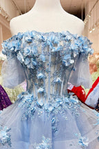 Vestido de baile com corpete transparente e estampado floral 3D de Elizabeth K GL3180