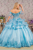 Vestido de baile com corpete transparente e estampado floral 3D de Elizabeth K GL3180