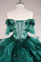 Vestido de baile com corpete transparente e estampado floral 3D de Elizabeth K GL3180