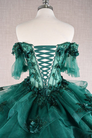 Ballkleid mit transparentem Oberteil und 3D-Blumenmuster von Elizabeth K GL3180