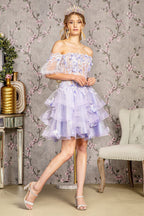 Vestido de baile com corpete transparente e estampado floral 3D de Elizabeth K GL3180