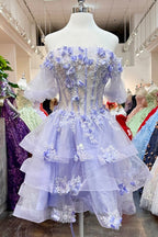 Vestido de baile com corpete transparente e estampado floral 3D de Elizabeth K GL3180