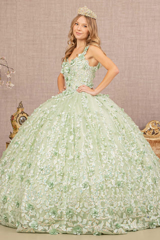Ärmelloses Ballkleid mit 3D-Blumenmuster von Elizabeth K GL3173