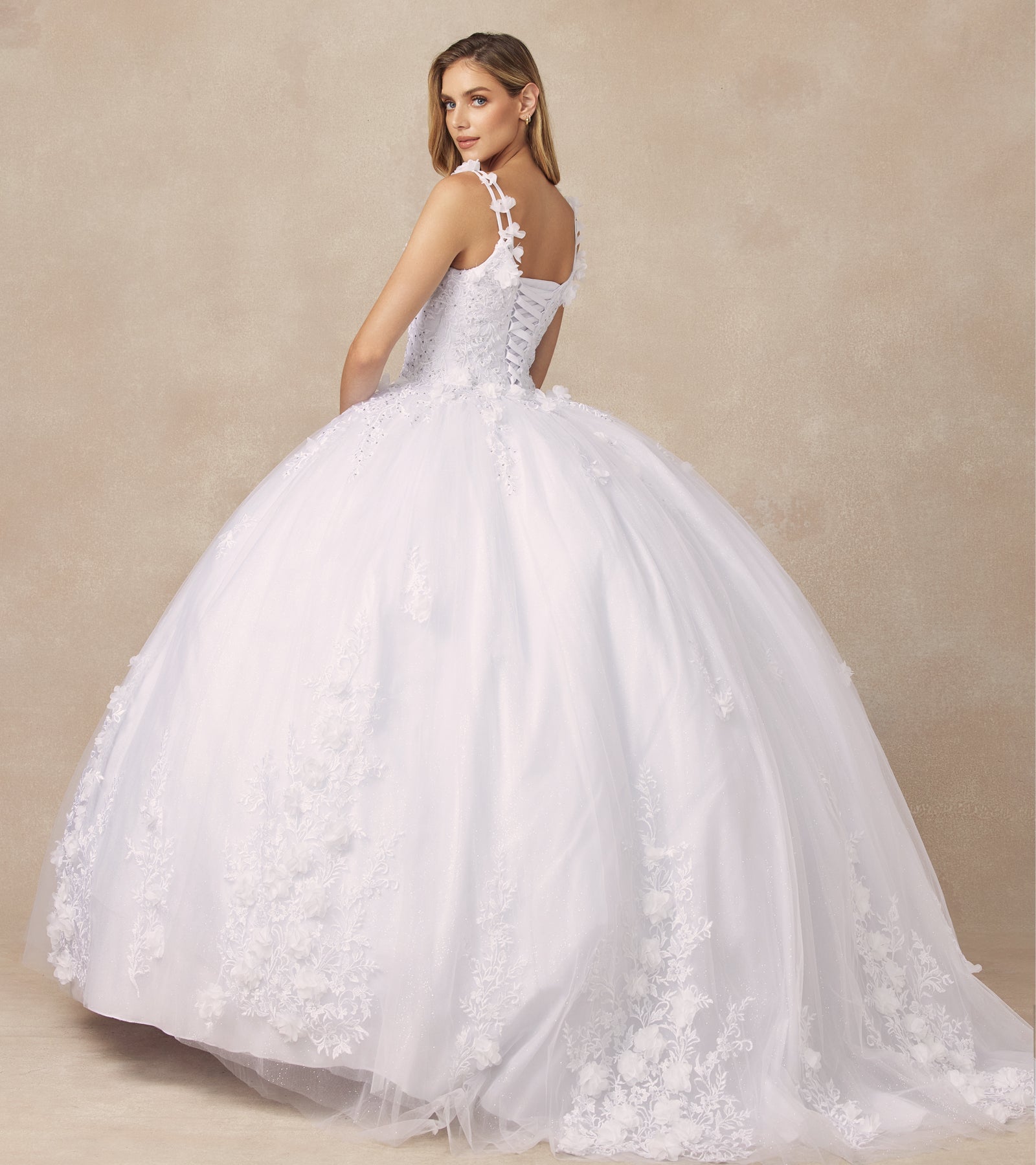 3D Floral Sleeveless Ball Gown by Juliet 1437