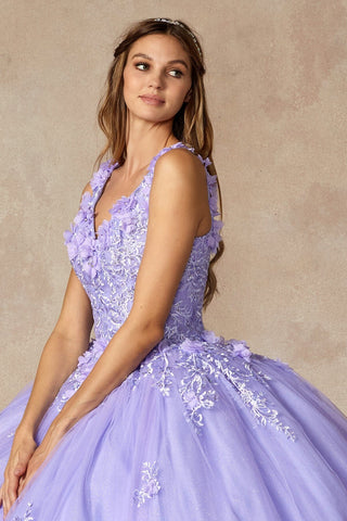 Ärmelloses Ballkleid mit 3D-Blumenmuster von Juliet 1437