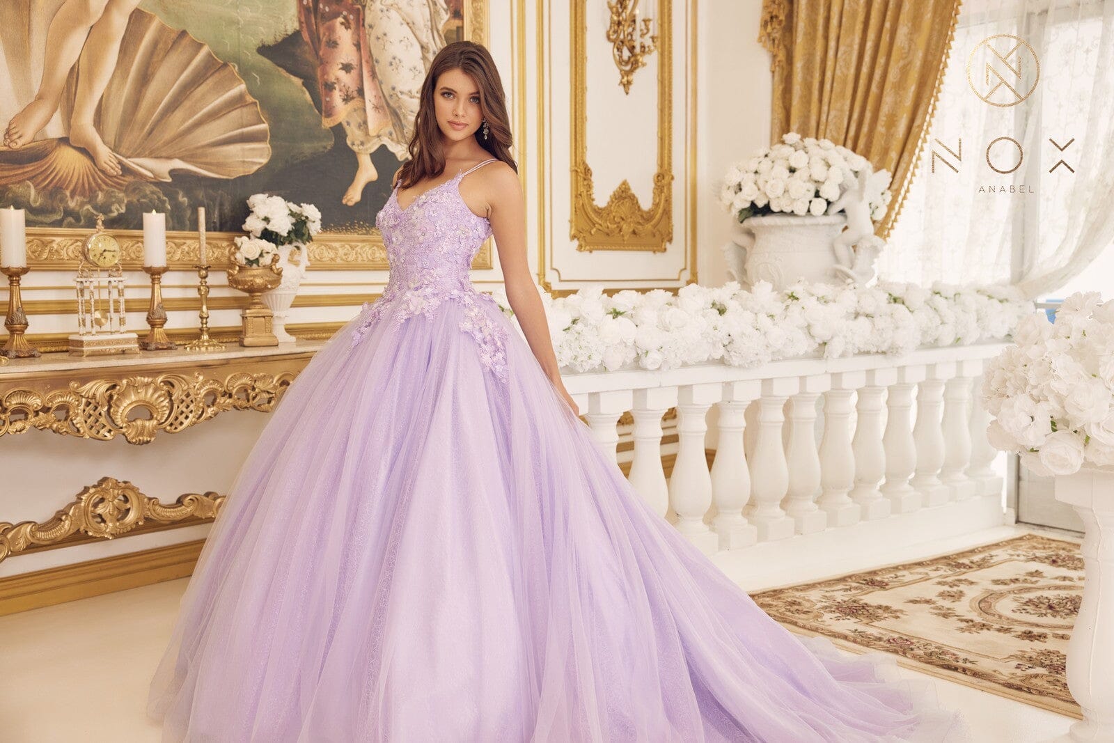 3D Floral Sleeveless Ball Gown by Nox Anabel CU1115
