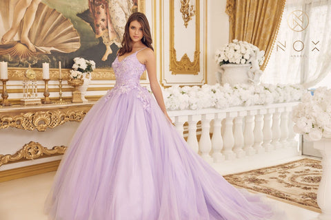 Ärmelloses Ballkleid mit 3D-Blumenmuster von Nox Anabel CU1115