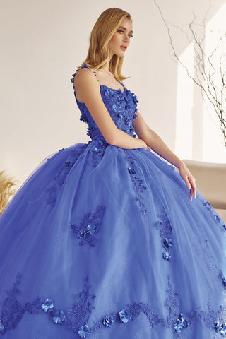 Ärmelloses Ballkleid mit 3D-Blumen-Cape von Juliet 1436