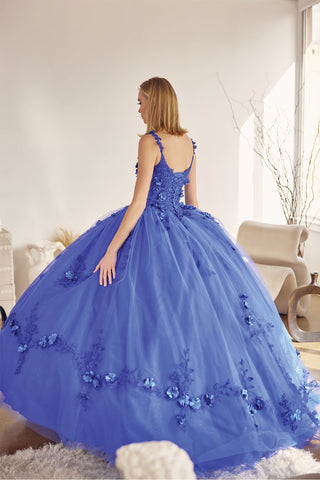 Ärmelloses Ballkleid mit 3D-Blumen-Cape von Juliet 1436
