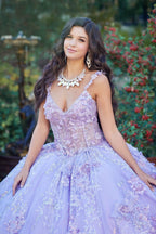 Vestido de baile sem mangas com espartilho e estampado floral 3D da Petite Adele PQ1048