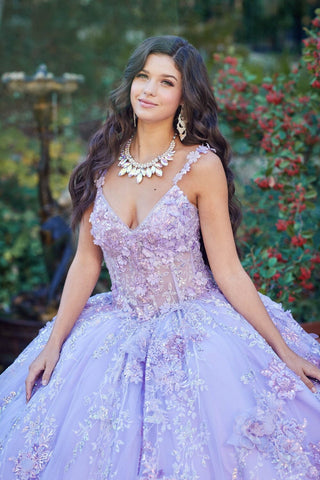 Ärmelloses Korsett-Ballkleid mit 3D-Blumenmuster von Petite Adele PQ1048