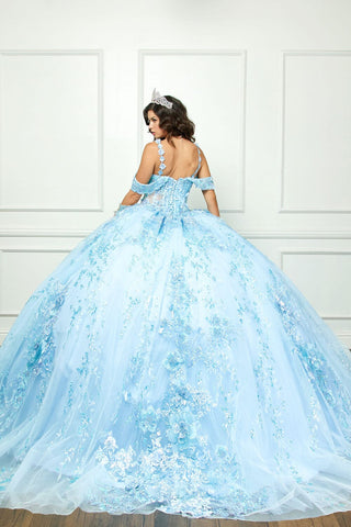 Ärmelloses Korsett-Ballkleid mit 3D-Blumenmuster von Petite Adele PQ1048