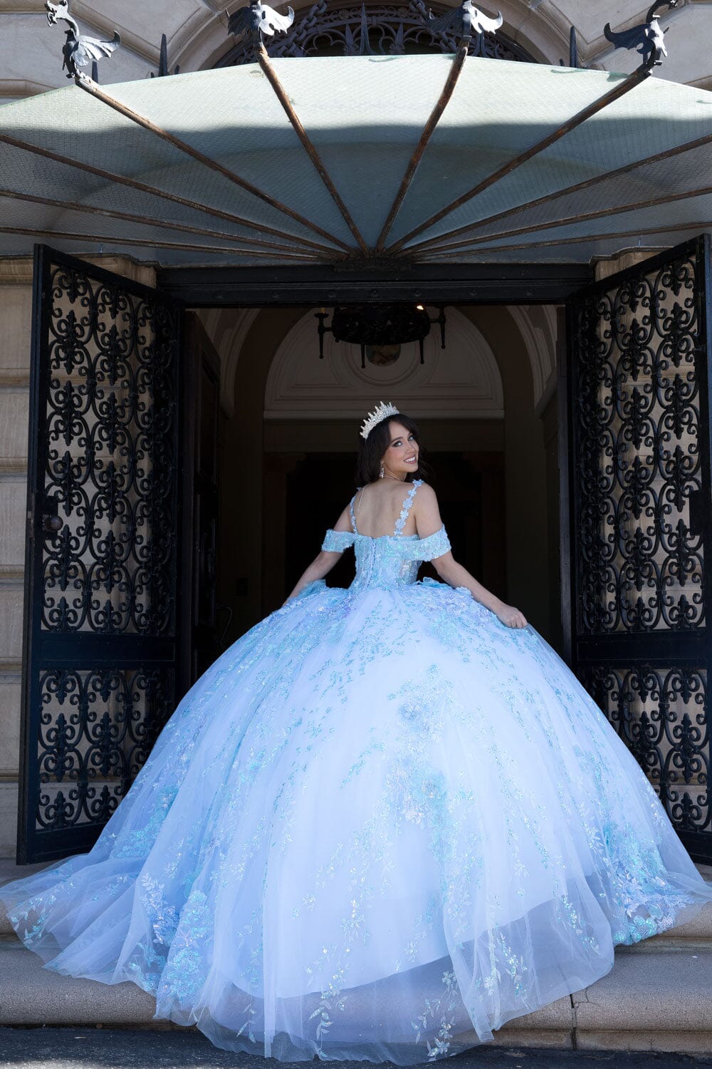 3D Floral Sleeveless Corset Ball Gown by Petite Adele PQ1048