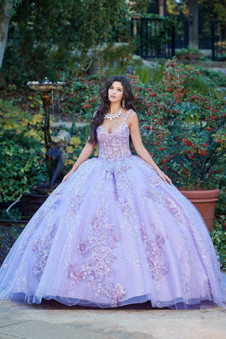 Ärmelloses Korsett-Ballkleid mit 3D-Blumenmuster von Petite Adele PQ1048
