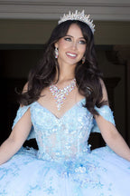 Vestido de baile sem mangas com espartilho e estampado floral 3D da Petite Adele PQ1048