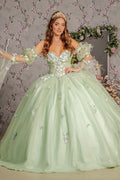 Robe de bal à manches cloche sans bretelles avec motif floral 3D par GLS Gloria GL3300
