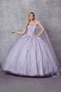 Robe de bal à bustier avec cape florale 3D par Juliet 1435