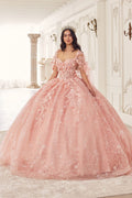 Robe de bal à cape sans bretelles à motifs floraux 3D par Ladivine 15719