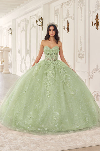 3D Florales trägerloses Cape-Ballkleid von Ladivine 15719