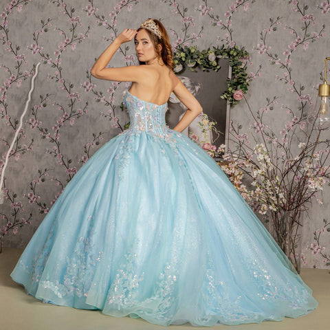 3D Florales trägerloses Korsett-Ballkleid von GLS Gloria GL3332