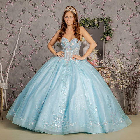 3D Florales trägerloses Korsett-Ballkleid von GLS Gloria GL3332