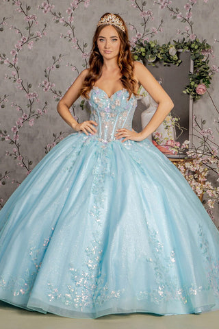 3D Florales trägerloses Korsett-Ballkleid von GLS Gloria GL3332