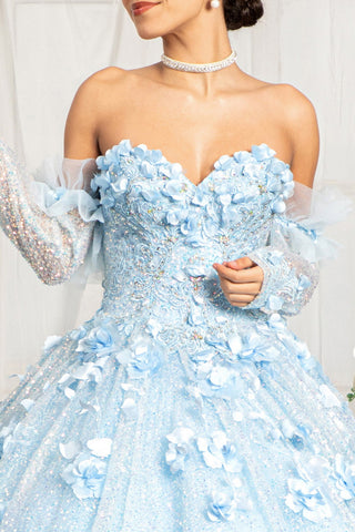 3D-Blumen-Ballkleid mit Herzausschnitt von Elizabeth K GL1986