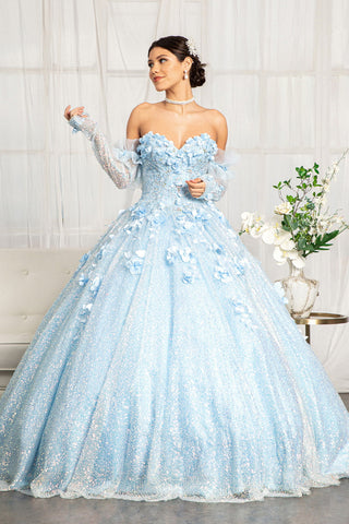 3D-Blumen-Ballkleid mit Herzausschnitt von Elizabeth K GL1986