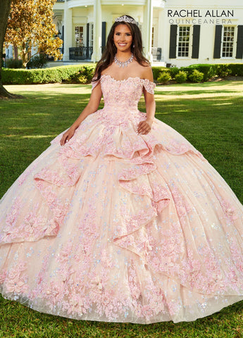 Quinceanera-Kleid mit 3D-Blumen-Herzausschnitt von Rachel Allan RQ3100