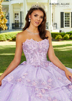 Vestido de quinceanera com estampado floral 3D e coração de Rachel Allan RQ3100