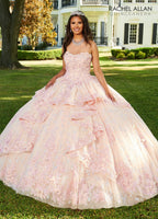 Vestido de quinceanera com estampado floral 3D e coração de Rachel Allan RQ3100