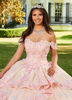 Vestido de quinceanera com estampado floral 3D e coração de Rachel Allan RQ3100